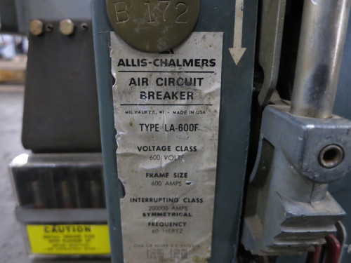 Allis-Chalmers LA-600F 600A Air Circuit Breaker Opti-Trip II RMS 600 Amp LA600 (DW5838-1)