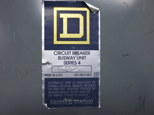 Square D PI-50-FA 50A 480V Busway Switch Bus Plug Unit 3PH 3W PI50FA 50 Amp (DW5855-1)