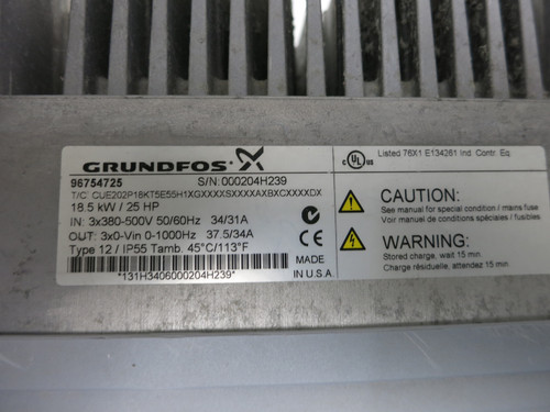 Grundfos 96754725 25 HP Variable Speed VS Drive ADAP-Kool CUE 25HP 18.5kW (DW5902-1)