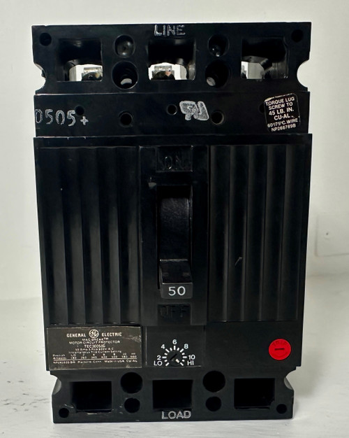 GE TEC36050S 50A Mag-Break Motor Circuit Breaker 600V 3P 50 Amp General Electric (EM4998-1)