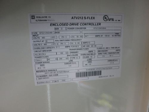 NEW Square D ATV212 S-Flex VS Drive Controller 40 HP Enclosed SFD212NG4W VFD (DW6091-1)