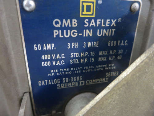 Square D SD-3606 60A 600V QMB Saflex Fusible Busway Switch Bus Plug 60 Amp 3Ph3W (DW6165-2) Square D SD-3606 60A 600V QMB Saflex Fusible Busway Switch Bus Plug 60 Amp 3Ph3W (DW6165-2)
