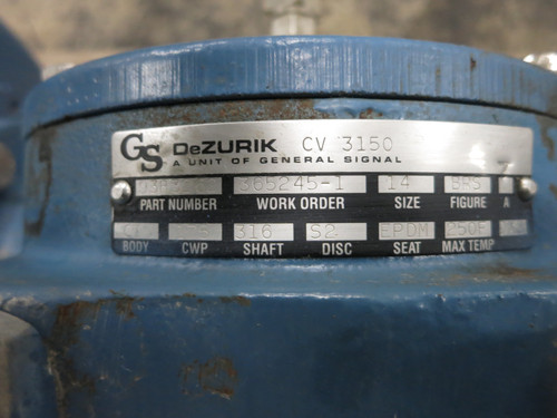 NEW GS DeZurik 9383262 BRS 14" Butterfly Valve 145 Actuator EPDM CV 3150 14in (DW6230-1)