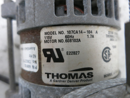 Thomas 107CA14-104 Diaphragm Compressor Vacuum Pump 608102A 63B1 72632775 115V (DW6280-1)