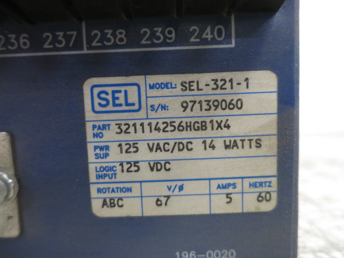 Schweitzer SEL-321-1 Phase Ground Distance Directional Overcurrent Relay SEL321 (DW6362-1)