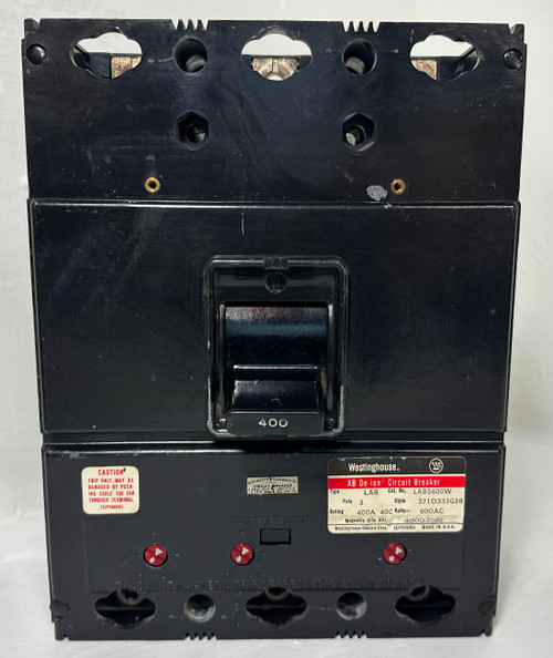 Westinghouse LAB3400W 400A AB De-Ion Circuit Breaker 600V 3P LAB LAB3400 400 Amp (EM5142-1)