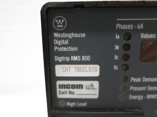 Westinghouse T86CLSIG Digitrip RMS 800 Trip Unit 1230C97G18 LSIG Digital (DW6410-1)