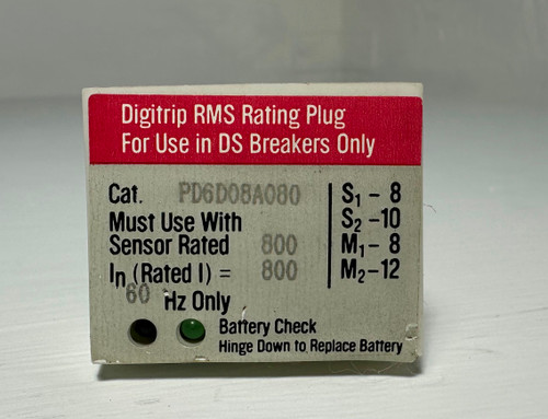 Cutler-Hammer PD6D08A080 800A Digitrip RMS Rating Plug DS Circuit Breaker 800 (EM5158-1)