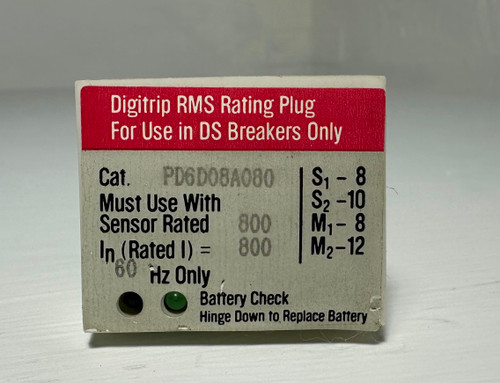 Cutler Hammer PD6D08A080 800A Digitrip RMS Rating Plug DS Circuit Breaker 800 (EM5158-1)