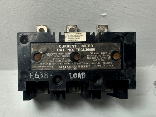 GE TECL36050 50A Current Limiter for Type TEC Circuit Breaker 3P 480/600V 50 Amp (EM5163-1)