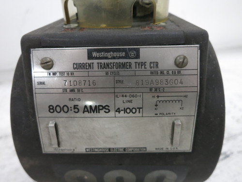 Westinghouse 819A983G04 Current Transformer Ratio 800:5A CT Type CTR 800:5 (DW6427-3) Westinghouse 819A983G04 Current Transformer Ratio 800:5A CT Type CTR 800:5 (DW6427-3)