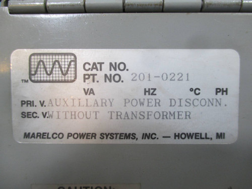 Marelco 201-0221 Auxiliary Power Disconnect Switch without Transformer 2010221 (EBI1166-3)