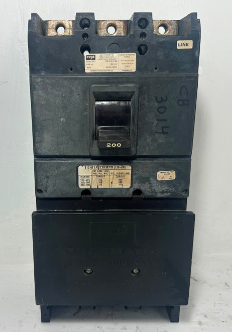 FPE XJL434200 200A Fusematic Circuit Breaker XJL 480V 3P Federal Pacific 200 Amp (EM5178-1)