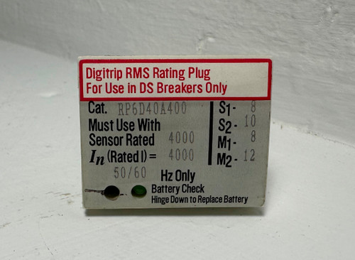 Cutler Hammer RP6D40A400 4000A Digitrip RMS Rating Plug for DS Circuit Breaker (EM5179-1)