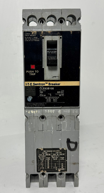 Siemens I-T-E CLE63B100 100A Sentron Circuit Breaker 480/600V 3P CLE-A ITE 100 Amp (EM5231-1)