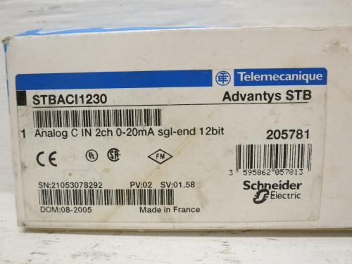 NEW Telemecanique STBACI1230 Advantys STB Analog C Input PLC Module 2ch In (DW6536-2)