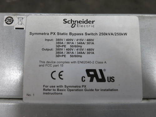 APC SYSW250KD Symmetra PX Static Bypass Switch 250kVA 480V 301A 3PH 250kW (DW6566-1)