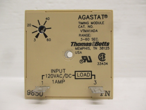Thomas & Betts VTMA1ADA Agastat Timing Module 3-60 Second Range 1AMP 120VAC/DC (AH0047-2)