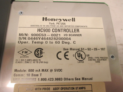 Honeywell 900C53-0021 HC900 Controller PLC Card 600mA MAX at 5VDC I/O Scanner (AH0055-2)