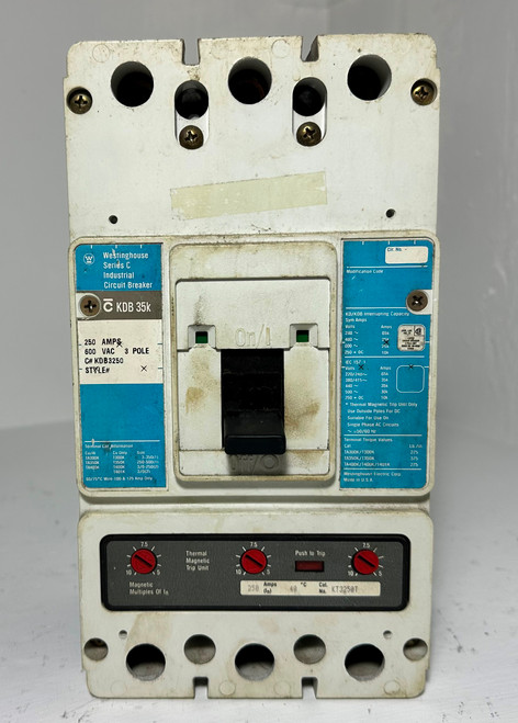 Westinghouse KDB3250 400A Circuit Breaker w/ 250 Amp Trip 480/600V 3P KDB3400W (EM5271-2)