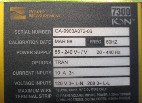 Power Measurement Ion Type 7300 Operator Interface 85-240V 60 Hz (EBI3292-39)