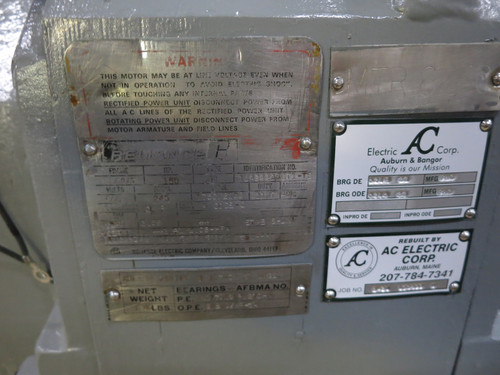 REBUILT Reliance 150 HP DC Motor 502AT 500V 1750/2100 RPM Type TR 245A 500 VDC (DW6733-1)