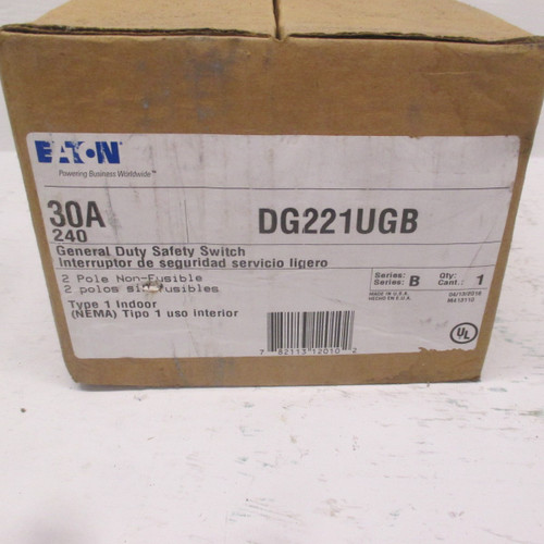 NEW Eaton DG221UGB 30A Non-Fusible General Duty Safety Switch 30 Amp 240V 1PH (AH0256-3)
