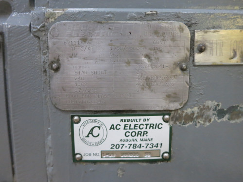 Reliance 5 HP DC Motor B2111ATZ 500V 1750/2300 RPM TEFC XT 8.6A 500 VDC TR (DW6780-2)