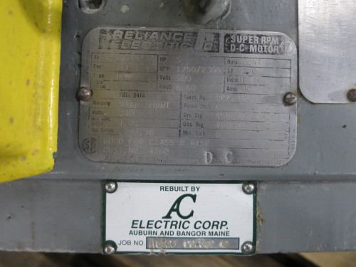 Reliance 5 HP DC Motor B2111ATZ 500V 1750/2300 RPM TEFC XT 8.6A 500 VDC TR (DW6784-1)