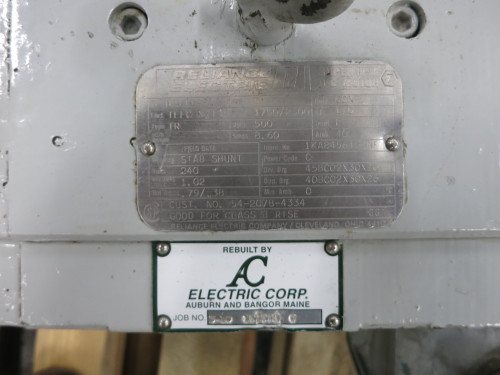 Reliance 5 HP DC Motor B2111ATZ 500V 1750/2300 RPM TEFC XT 8.6A 500 VDC TR (DW6782-1)