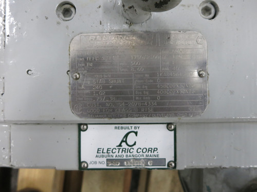 Reliance 5 HP DC Motor B2111ATZ 500V 1750/2300 RPM TEFC XT 8.6A 500 VDC TR (DW6782-1)