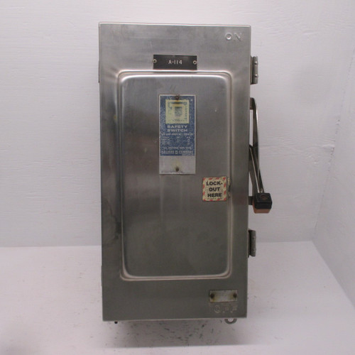 Square D Stainless HU363DS 100 Amp 600V Non-Fusible Safety Switch Disconnect 3R (AH0278-1)