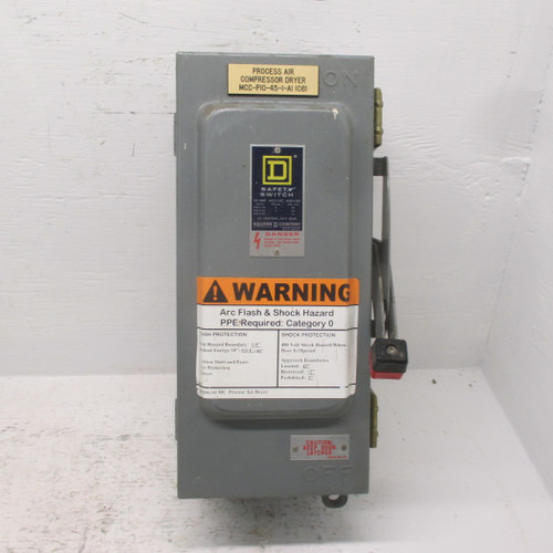 Square D HU361A Ser. E1 30 Amp 600V 12K Non-Fusible Safety Switch Disconnect 30A (AH0368-1)