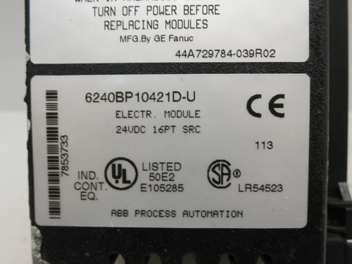 Taylor ABB MOD 300 6240BP10421D-U Input Output PLC Module 6240BP10411 Source I/O (DW6859-6)