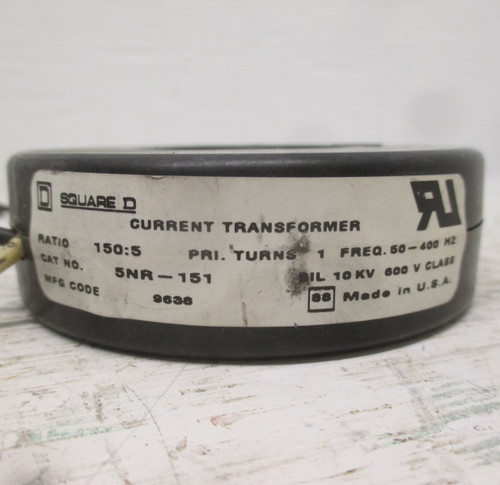 Square D 5NR-151 CT Current Transformer Ratio 150:5 50-400 HZ BIL 10KV 5NR151 (AH0396-2)