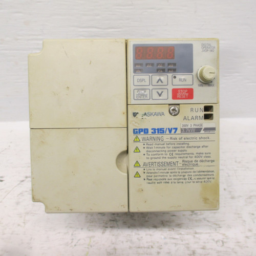 Yaskawa CIMR-V7AM23P7 VS Drive GPD 315/V7 200-230V 50-60Hz SPEC: 23P71 flaw (AH0424-1)