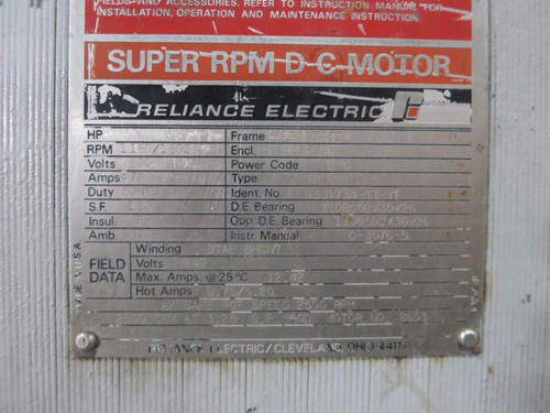 Reliance 300 HP DC Motor B587ATZ 500V 1150/1500 RPM Type TR 476A 500 VDC SPSV (DW6894-1)