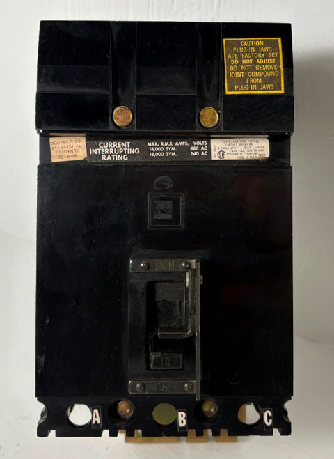 Square D I-Line FA34015 15A Circuit Breaker Black 480 VAC 3 Pole Type FA 15 Amp (EM5394-6)