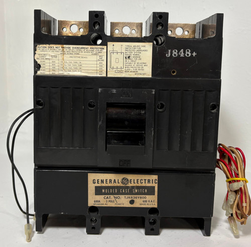 GE TJK636Y600 600A Molded Case Switch w/ Shunt & Aux 3P 600 Amp General Electric (EM5396-1)