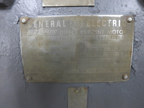 GE 250 HP DC Motor 500V 1150/1700 RPM 408A SPSV 500 VDC Kinamatic SP-SV 250HP (DW6999-1)