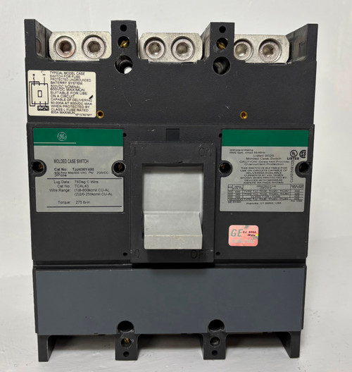 GE TJJ436Y400 400A Molded Case Switch 600V 3 Pole 400 Amp General Electric 3P (EM5408-1)