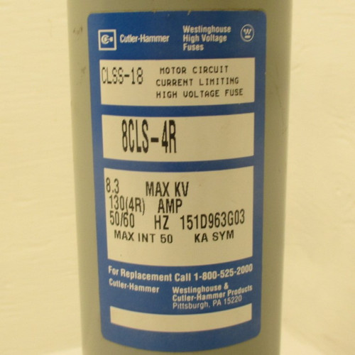 Cutler Hammer 8CLS-4R Current Limiting High Voltage Fuse 8.3 Max KV 130(4R) AMP (AH0502-2)