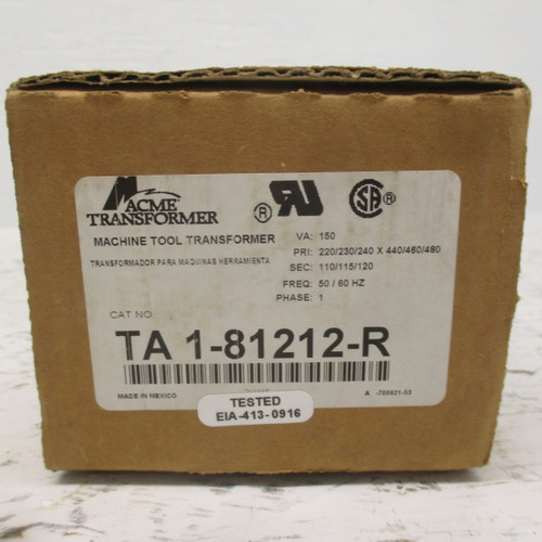 NEW Acme TA-1-81212-R Machine Tool Transformer 150VA 50/60Hz 1PH TA1-81212-R NIB (AH0521-16)