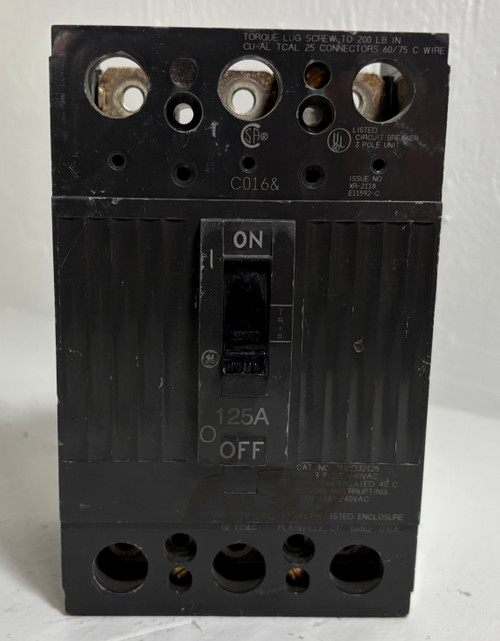 GE THQD32125 125A Circuit Breaker Type THQD 3 Pole 240V 125 Amp General Electric (EM5441-1)
