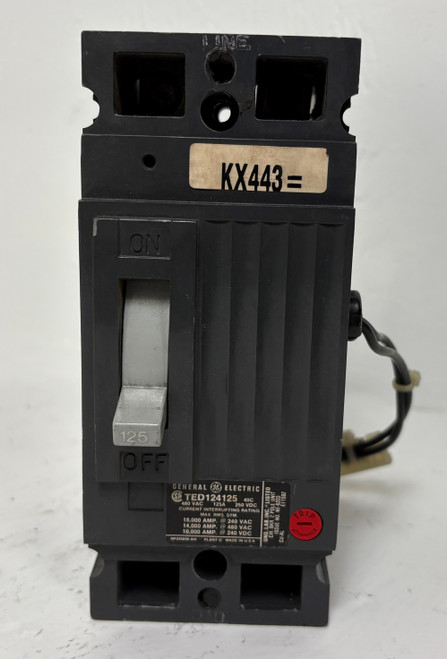 GE TED124125 125A 2 Pole Circuit Breaker w/ Shunt 480V General Electric 125 Amp (EM5439-1)