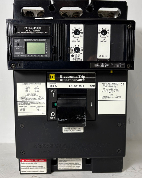 Square D LEL36125LI 250A LI Circuit Breaker w/ 125 Amp Plug S3B LEL 480/600V 3P (EM5450-2)