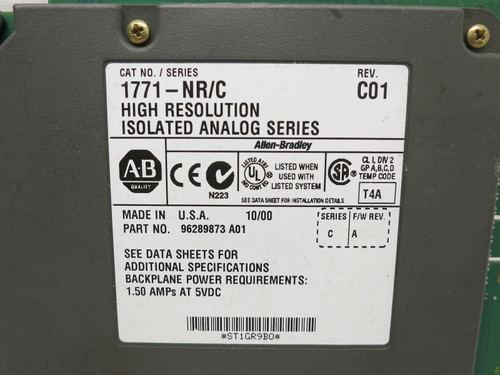 Allen Bradley 1771-NR Ser C Rev C01 FW A High Resolution Isolated Analog I/O PLC (DW7210-2)