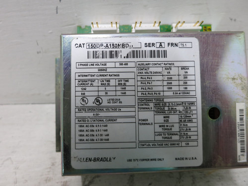 Allen Bradley 150DP-A180NBD-T Ser A SMC-DP Motor Controller Soft Starter 3PH (DW7212-2)