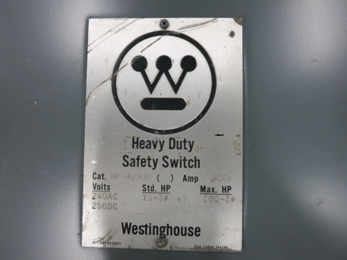 Westinghouse HF-426N 600A 240V Fusible Safety Switch Disconnect 800 Amp HF426 (DW7224-1)