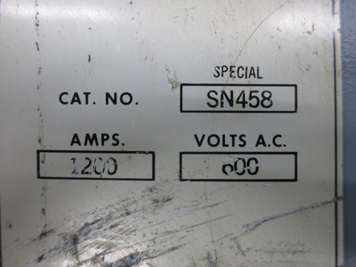 ITE SN458 1200A 600V Fusible Safety Switch Disconnect 1200 Amp SN-458 Heavy Duty (DW7233-1)